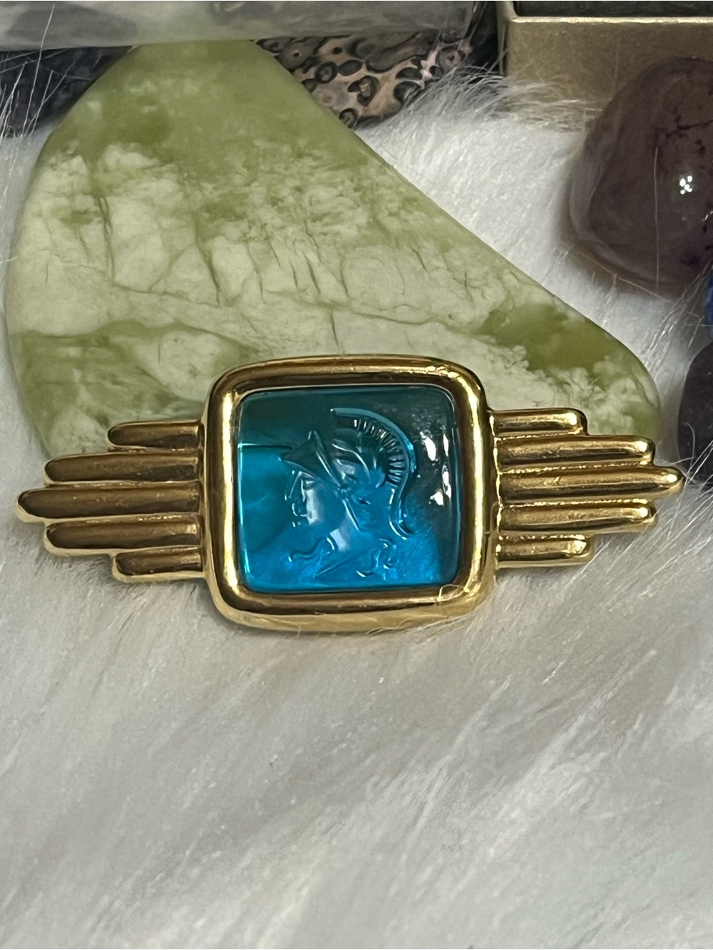 Vintage Monet Intaglio Gladiator Brooch